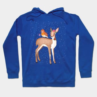 Deer and bird and snowflakes and Christmas gift Hoodie